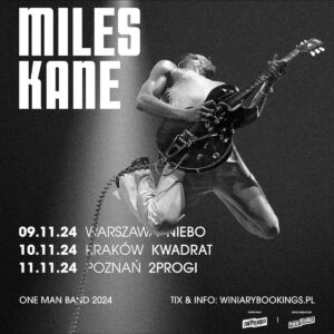 Miles Kane już w listopadzie wystąpi na 3 koncertach w Polsce: 9.11.2024 / Warszawa, Niebo 10.11.2024 / Kraków, Kwadrat 11.11.2024 / Poznań, 2 Progi Artysta zagra w konwencji One Man Band, a towarzyszyć mu będzie perkusista.