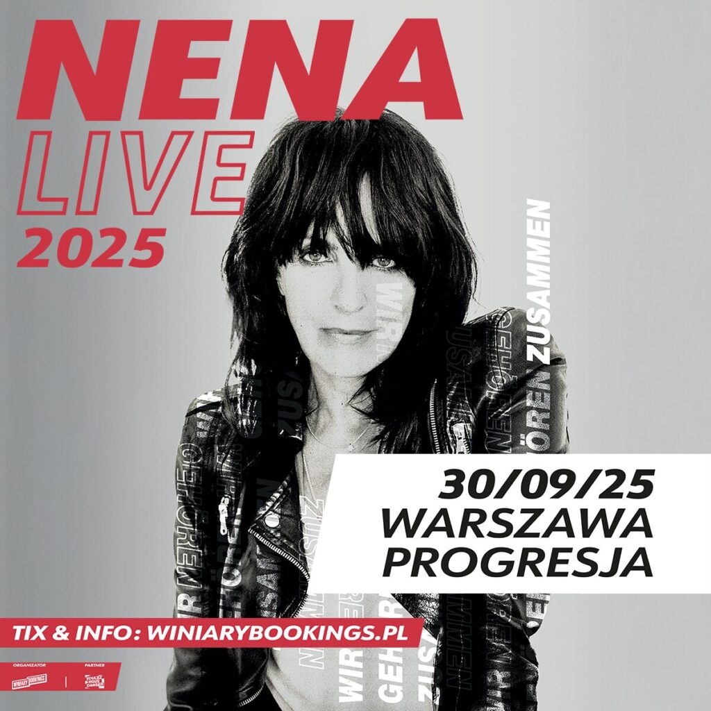 Ikona niemieckiego popu i autorka kultowego hitu "99 Luftballons”, Nena powraca do Polski! Już 30 września jej charyzmatyczny głos i ponadczasowe utwory wypełnią warszawską Progresję. Przygotujcie się na wyjątkowy wieczór pełen emocji i energii!